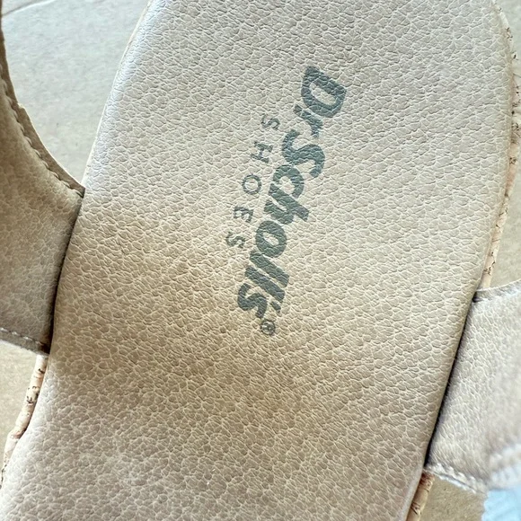 Dr. Scholl's White and Brown Sandals with Cork Sole - Picture 7 of 9